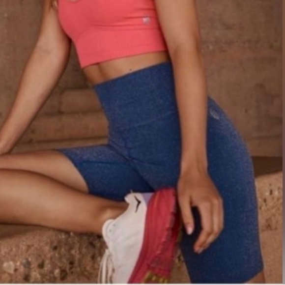 Free People Happiness Runs Lurex Bike Shorts in Blue Indigo sz xs/s NWOT - Picture 4 of 7